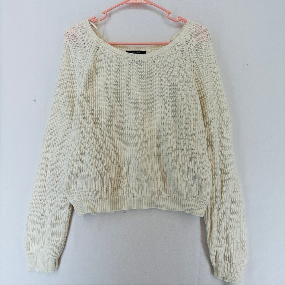 Forever 21 Knit Pullover Sweater Size L Beige